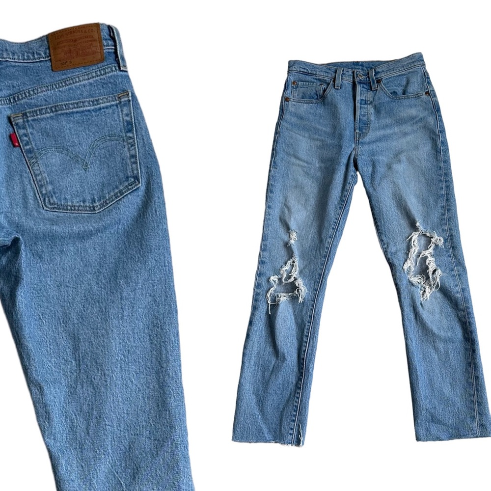 Levi’s 501 size 26 Distressed Straight Leg High Rise Button Fly Jeans